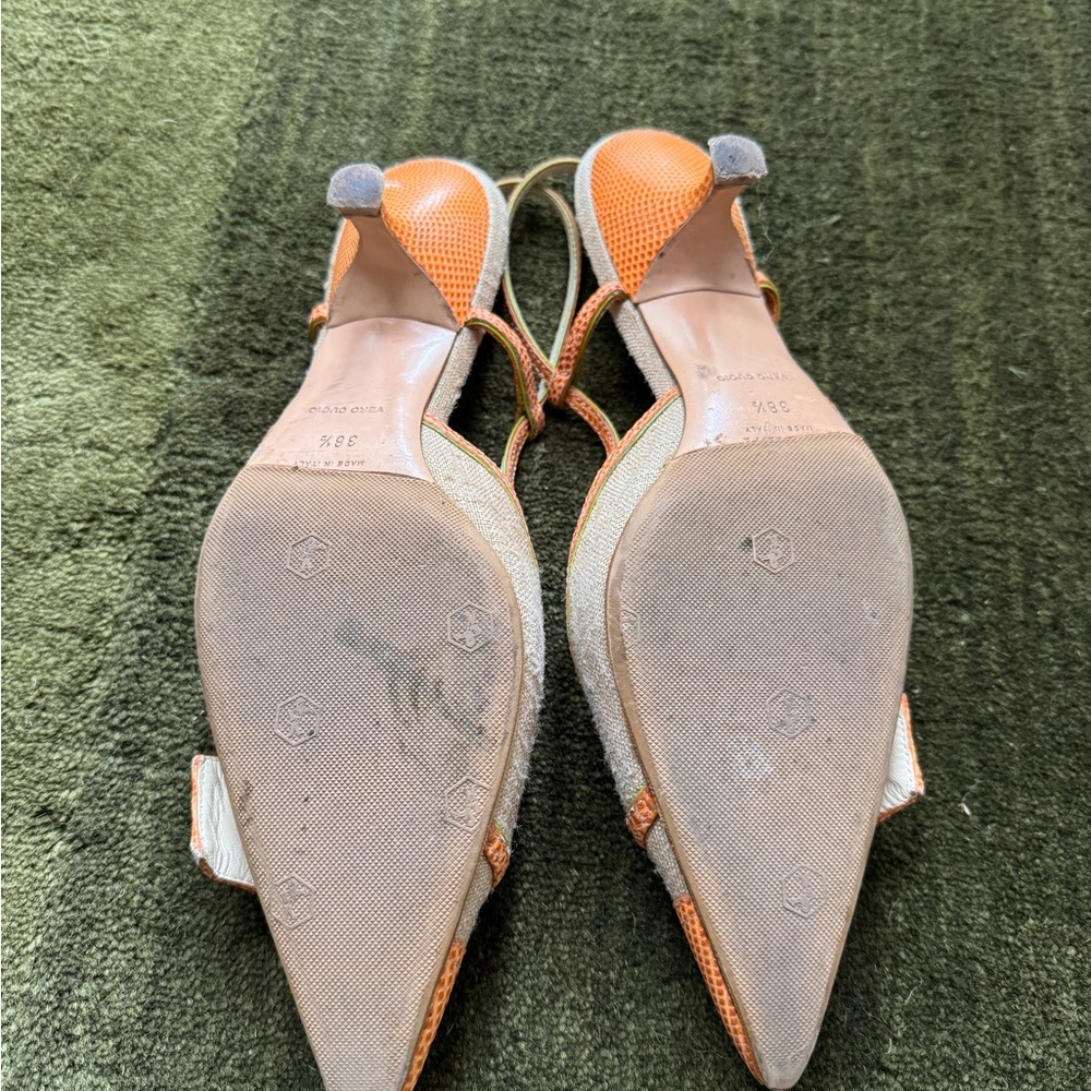 Prada Women's Vibrant Orange and Beige Heels 38.5 size - Picture 2 of 8